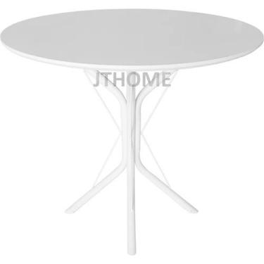 Imagem de Mesa Jantar 80cm Redonda branca Mdf Base 4 Apoio Ana - jthome