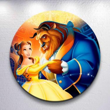 Imagem de Decoração infantil festa com painel redondo capa Fera princesa Bela ta