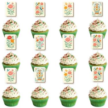 Imagem de Mahjong Cupcake Toppers, Mahjong Cup Cake Picks Funny Theme Cake Decorations for Birthday Game Night Themed Party Supplies