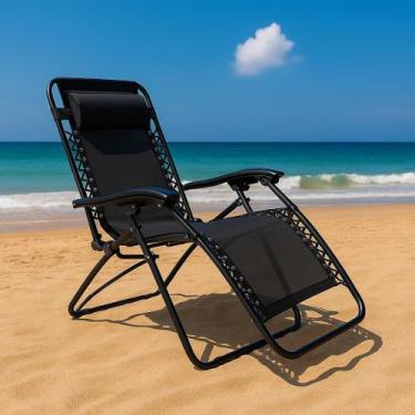 Imagem de Cadeira De Praia Confortável Mor Reclinavel Trançada Mor 120 Kg Deitar