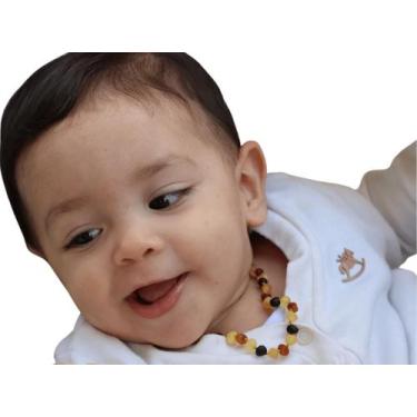 Imagem de Colar de Âmbar Báltico Misto Não Polido para Bebê - Âmbar Original