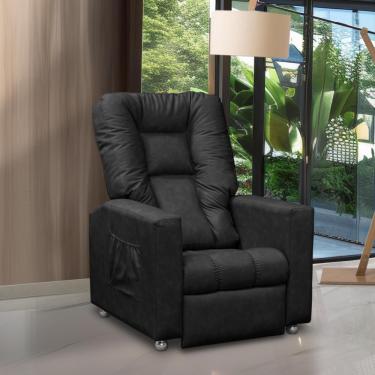 Imagem de Poltrona do Papai Reclinável Itália Corino Preto Adonai Estofados