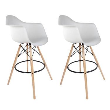 Imagem de Conjunto 2 Banquetas Eames Com Braço Branca - La Mobilia