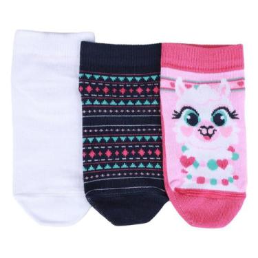 Imagem de Meia Infantil Puket Tripack Micro Menina, Branco, 23/27