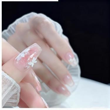Imagem de 1 peça de adesivos de unhas de gel semicurado para mulheres - Adesivos florais pintados à mão para salão de beleza em gel para acessórios DIY