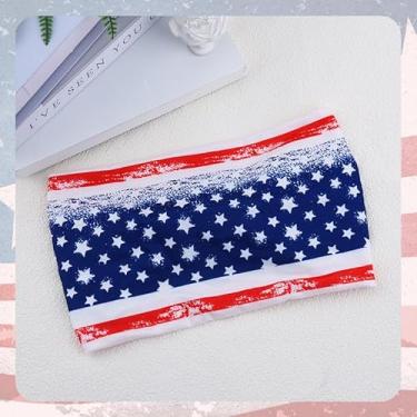 Imagem de Bandanas femininas com nó de 4 de julho, roupas para o Dia da Independência, vermelho, branco e azul, acessórios para cabelo curto, longo, faixas de cabelo para mulheres independência, bandana de