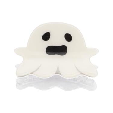 Imagem de Clipes de cabelo femininos de Halloween Fear Expression 7,5 cm de comprimento, preto, bege, 1 peça