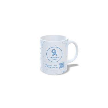 Imagem de Caneca Cerâmica Novembro Azul, Branca, 325ml, Design Conscientização Saúde Masculina, com QR Code (23112)
