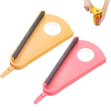 Imagem de PLAYTHROUGH Abridor de latas triangular com 2 unidades, 3 em 1, abridores de garrafas multifuncionais, abridor antiderrapante para mãos fracas e idosos (laranja, rosa)