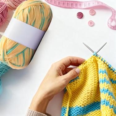 Imagem de 1 fio gradiente que muda de cor - fio de crochê de mistura de algodão acrílico de 4 camadas, artesanato macio feito à mão para cachecóis, chapéus (brisa primavera)