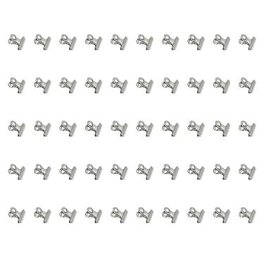 Imagem de Maxmoral 50 peças de aço inoxidável bolsa de alimentos pequena dobradiça prendedor 2,4 x 2,2 cm fichário de anel de metal prateado multiuso adequado para pendurar artesanato, fotografias, calendários