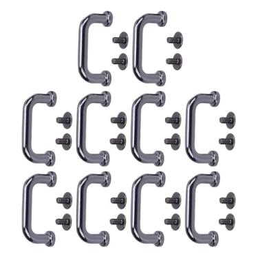 Imagem de Ymiko Fivela de Ponte Quadrada de 10 Pacotes para Couro, Protetor de Alça de Cilindro Plano de Liga de Zinco Com Parafuso Phillips de 5,5 Mm, Ferragens de Metal Duráveis ​​para Cintos, Bolsas e Projetos de Bricolagem (Prata Preto)