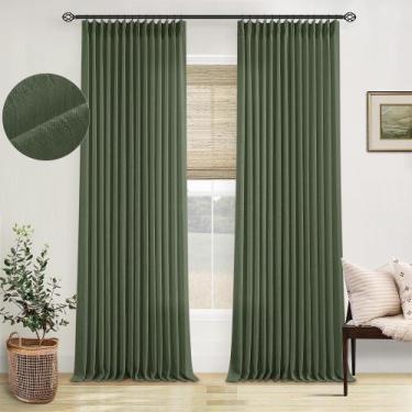 Imagem de Cortinas TWODRAPES: linho plissado, verde oliva, 260x260cm, 2 painéis