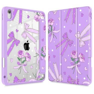 Imagem de Tuiklol Capa para iPad Air 13 (M3 2025 / M2 2024), porta-lápis Buit in com proteção de TPU à prova de choque, capa traseira transparente transparente com três dobras, suporte para tablet despertar