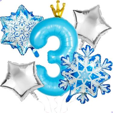 Imagem de Frozen 3rd Birthday Party Decorations Balloon, 40" Elsa 3 Balloon with Crown SnowFlake Foil Mylar Balloons for Princess Anna Elsa Frozen Theme Supplies, Birthday Decorations, Party Favors