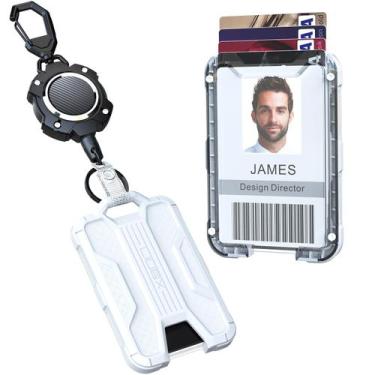 Imagem de Porta-crachá LIUGX retrátil de fibra de carbono de 80 cm, 4 cartões