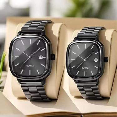 Imagem de Conjunto de Relógios de Casal  Quartzo, Aço Inoxidável, Calendário  Pr