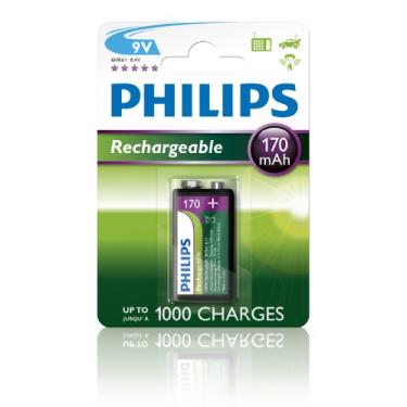 Imagem de Bateria Recarregável Philips 9v 170mAh 9VB1A17 Microfone Violão Original Ni-Mh