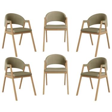 Imagem de Kit 6 Cadeiras Suellen Luxo Reforçada Mesa De Jantar Linho Bege
