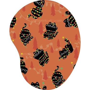 Imagem de Mouse Pad Ergonômico Gota Tema Natal Gatos Luzes