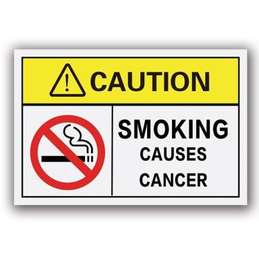 Imagem de Sinal de alerta: cuidado: fumar causa câncer PVC 13x8,6 cm