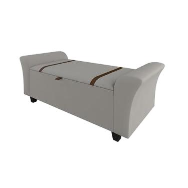 Imagem de Recamier Baú Banco 120cm Moderno Cama Solteiro/casal Premium Sapateira Estofado Organizador Design Elegante E Sofisticado (Cinza)