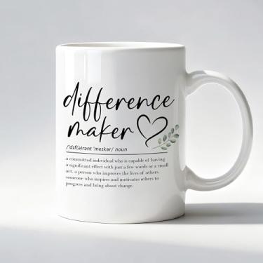 Imagem de LADOCK Caneca de presente Difference Maker, presentes de agradecimento para mulheres homens caneca de café cerâmica, presentes de agradecimento para colega de trabalho, professor, enfermeira, chefe