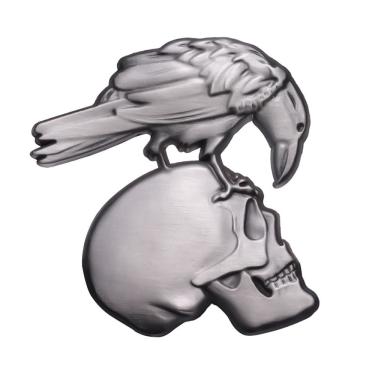 Imagem de Broche Pin Gothic Raven Skull Design Alloy 4,1 x 4,6 cm 19 g