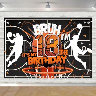 Imagem de Banner de fundo de basquete de 18 anos de aniversário, banner, fundo fotográfico, 18º aniversário, basquete, festa, decoração, fundo, suprimentos de festa