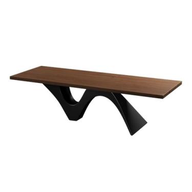 Imagem de Mesa de trabalho Grande mesa executiva, moderna para laptop, de escrita em madeira freixo com base aço carbono ondulado para escritório doméstico(L)
