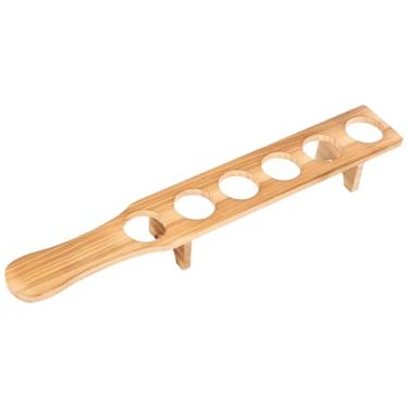 Imagem de Suporte de copo de shot, bandeja de madeira, copos de tequila com suporte, dispensador de coquetel, design rústico, 6 copos, presente ideal, uso doméstico