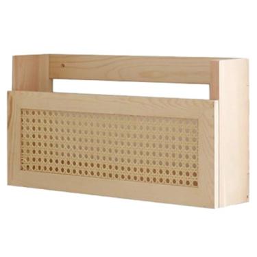 Imagem de Porta-revistas de madeira montado na parede, organizador rústico de madeira, 44 x 10 x 24 cm / 17,3 x 3,9 x 23,9 cm, armazenamento de cesta de decoração de parede, fácil instalação, para escritório em