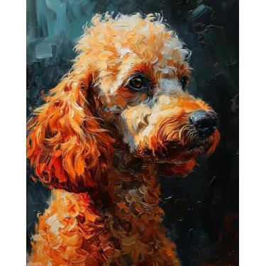 Imagem de XTXGERL Paint by Numbers, Poodle in Graceful, Kits de pintura para adultos por números, artesanato para decoração de casa (sem moldura, 40,6 x 50,8 cm)