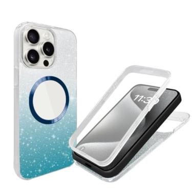 Imagem de Capa brilhante com proteção total 360° para iPhone 16, 15, 14, 13, 12, 11 Pro Max Plus, capa protetora macia com proteção magnética e carregador (para iPhone 14/2)