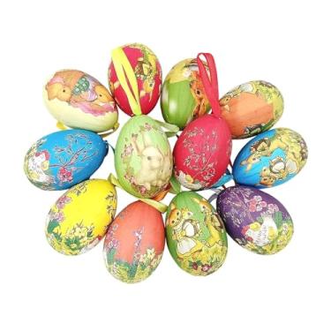Imagem de Vaveren Conjunto de 12 Ovos de Páscoa para Pendurar, Enchimento para Cestas de Páscoa, Enfeites Decorativos de Espuma para Casa, Jardim, Lareira e