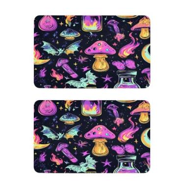Imagem de Blueangle Conjunto de 2 ímãs de geladeira coloridos e caveiras de cogumelos - Ímãs de geladeira decorativos engraçados - Seguro para lava-louças e decoração magnética durável (270)