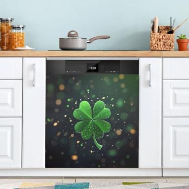Imagem de ATTX Capa magnética para lava-louças trevo verde trevo, 58,4 cm C x 66 cm A decoração da capa da máquina de lavar louça, decalques de armário doméstico eletrodomésticos adesivos #8