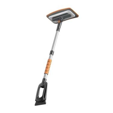 Imagem de Fenteer Rodo de gelo extensível, ferramenta de limpeza de neve removível sem arranhão, Laranja