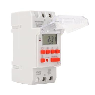 Imagem de Garosa Interruptor de Temporizador Programável de 7 Dias, Temporizador Digital Montado Em Trilho DIN Com Display LCD, Capacidade de 30A para Controle de Iluminação Doméstica e de Escritório