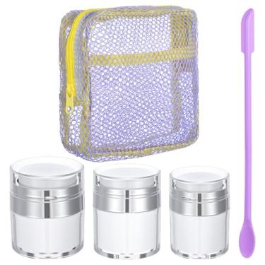 Imagem de YBEATY Conjunto de 5 frascos de bomba sem ar recarregáveis, frascos de bomba hidratante cosmético, tamanho de viagem, recipiente de loção para viagem, dispensador a vácuo para creme, géis, loção e