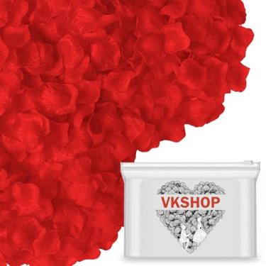 Imagem de VKshop 1200 pétalas de rosa vermelha – pétalas artificiais de flor de rosa falsa para o dia dos namorados, decorações de casamento, pedido romântico, aniversário, festa, decoração de corredor