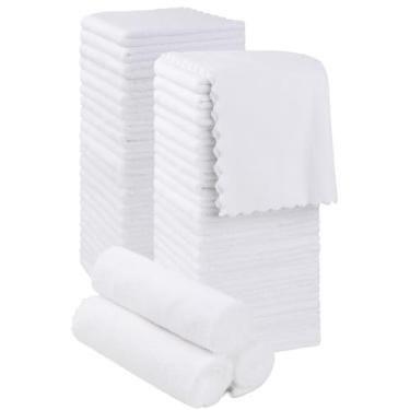 Imagem de Orighty Toalhas ultramacias, pacote com 48, conjuntos de toalhas de microfibra premium 30,5 x 30,5 cm, toalha de veludo coral absorvente e de secagem rápida, panos de lavagem multiuso para banheiro, hotel e academia (branco)