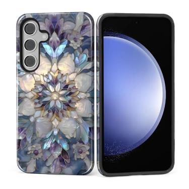 Imagem de DAIZAG Capa para Samsung Galaxy S25, linda capa de telefone para meninas e mulheres, capa protetora resistente a arranhões à prova de choque - vitral de Natal iridescente floco de neve
