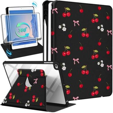 Imagem de Uppuppy Capa para iPad 5ª/6ª geração para iPad Air 1ª/Air 2ª/Pro 9,7 polegadas 2016 - capa inteligente com suporte giratório 360 com suporte para lápis para mulheres e meninas, flores de laço de