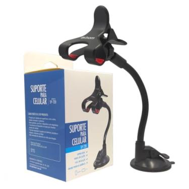 Imagem de Suporte Veicular Universal para Celular, Braço Articulável com Ventosa de Fixação, Rotação 360 Graus, Base Giratória, Compatível com Smartphones, Tablets, Preto