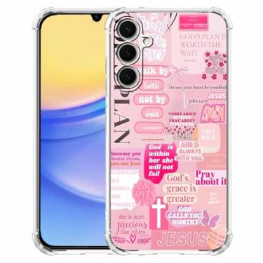 Imagem de mehidpur Citações Cristãs Estética Vintage Jesus Versículo da Bíblia Padrão Colagem, Capa Amortecedora TPU Macio para Samsung Galaxy A15, #5