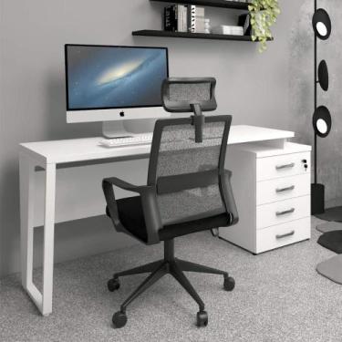 Imagem de Mesa Industrial com Gaveteiro 1,50m a 1,72m Br Pés Metal F5 - F5 Offic