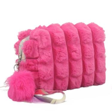 Imagem de Necessaire Feminina， Com Um Charmoso Design Com Pompons, Adequada Para Guardar CosméTicos, Produtos Para a Pele E Muito Mais.(pink)