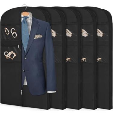 Imagem de Bolsa de roupa de 109 cm para viagem para pendurar roupas de armazenamento capa de terno com zíper e armazenamento de acessórios para casacos, vestidos, ternos