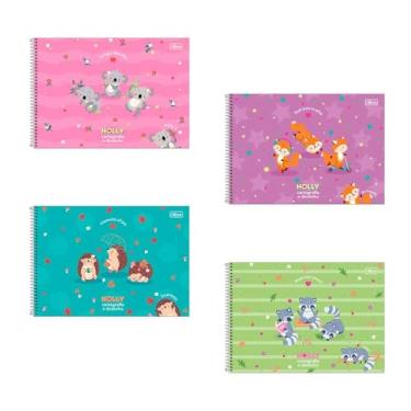 Imagem de Kit com 4 Cadernos de Desenho, Tilibra, Universitário, Capa Dura, Holly, 80 Folhas, Capas Sortidas